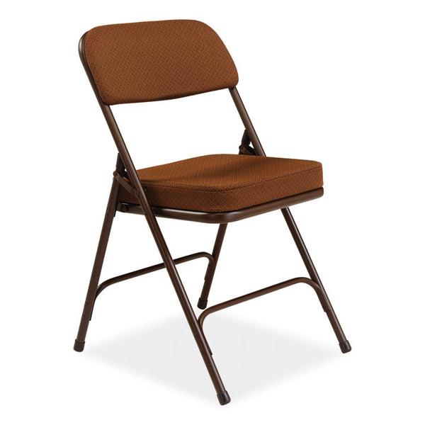 NPS® 3200 Series Premium Fabric Dual-Hinge Folding Chair, Supports 300 lb, Gold Seat/Back, Brown Base, 2/CT, Ships in 1-3 Bus Days (NPS3219)