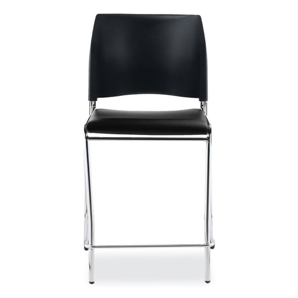 NPS® Cafetorium Counter Height Stool, Padded, Supports 300lb, 24" Seat Height, Black Seat/Back, Chrome Base, Ships in 1-3 Bus Days (NPS8710C1110) Each