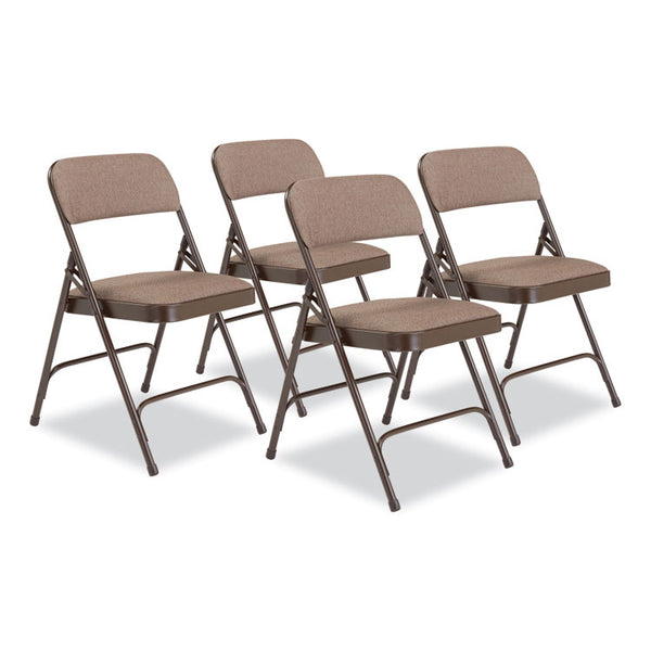 NPS® 2200 Series Fabric Dual-Hinge Premium Folding Chair, Supports 500 lb, Walnut Seat/Back, Brown Base,4/CT,Ships in 1-3 Bus Days (NPS2207)