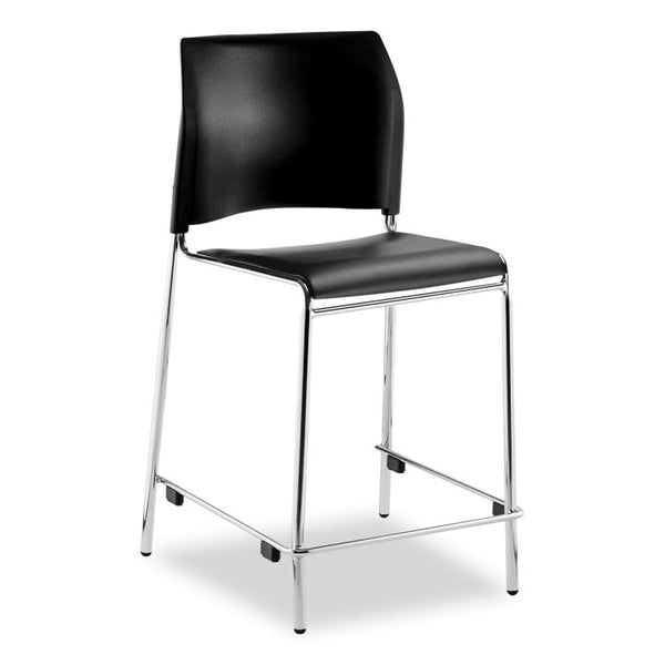 NPS® Cafetorium Counter Height Stool, Padded, Supports 300lb, 24" Seat Height, Black Seat/Back, Chrome Base, Ships in 1-3 Bus Days (NPS8710C1110) Each