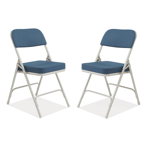 NPS® 3200 Series Fabric Dual-Hinge Folding Chair, Supports 300 lb, Regal Blue Seat/Back, Gray Base, 2/CT, Ships in 1-3 Bus Days (NPS3215)