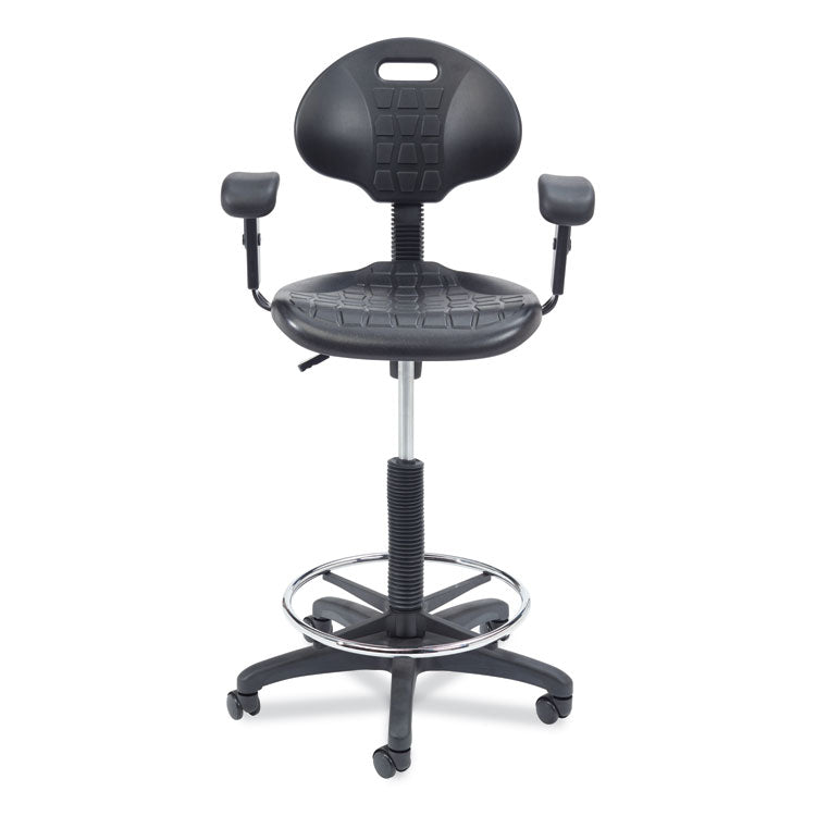 NPS® 6700 Series Polyurethane Adj Height Task Chair w/Arms, Supports 300lb, 22"-32" Seat Ht, Black Seat/Base,Ships in 1-3 Bus Days (NPS6722HBA) Each