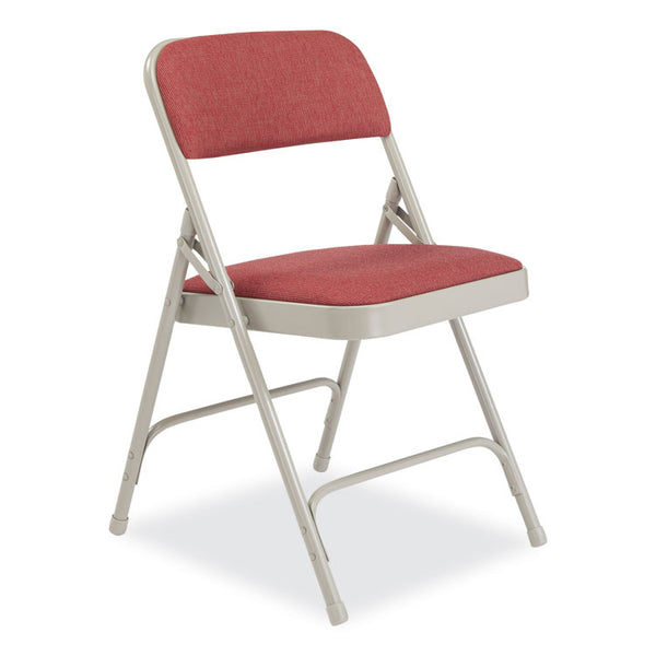 NPS® 2200 Series Fabric Dual-Hinge Premium Folding Chair, Supports 500lb, Cabernet Seat/Back,Gray Base,4/CT, Ships in 1-3 Bus Days (NPS2208)