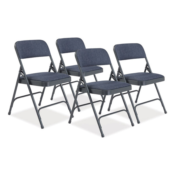 NPS® 2200 Series Fabric Dual-Hinge Folding Chair, Supports 500 lb, Royal Blue Seat/Back, Char-Blue Base,4/CT,Ships in 1-3 Bus Days (NPS2204)