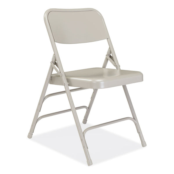 NPS® 300 Series Deluxe All-Steel Triple Brace Folding Chair, Supports 480 lb, 17.25" Seat Height, Gray, 4/CT,Ships in 1-3 Bus Days (NPS302)
