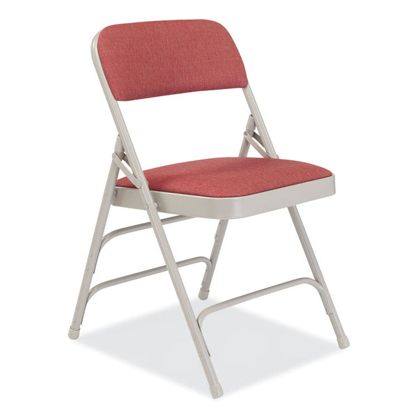 NPS® 2300 Series Fabric Upholstered Tri-Brace Folding Chair,Supports 500lb,Cabernet Seat/Back,Gray Base,4/CT,Ships in 1-3 Bus Days (NPS2308)