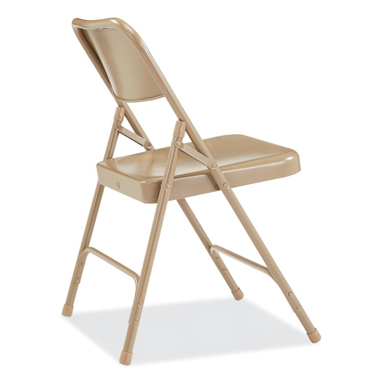 NPS® 200 Series Premium All-Steel Double Hinge Folding Chair, Supports 500 lb, 17.25" Seat Ht, Beige, 4/CT, Ships in 1-3 Bus Days (NPS201) Case of 4