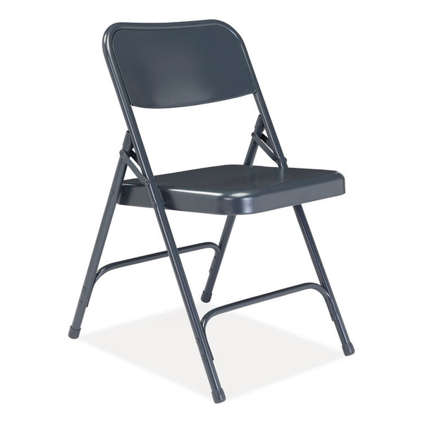 NPS® 200 Series Premium All-Steel Double Hinge Folding Chair, Supports 500 lb, 17.25" Seat Ht, Blue, 4/CT, Ships in 1-3 Bus Days (NPS204)