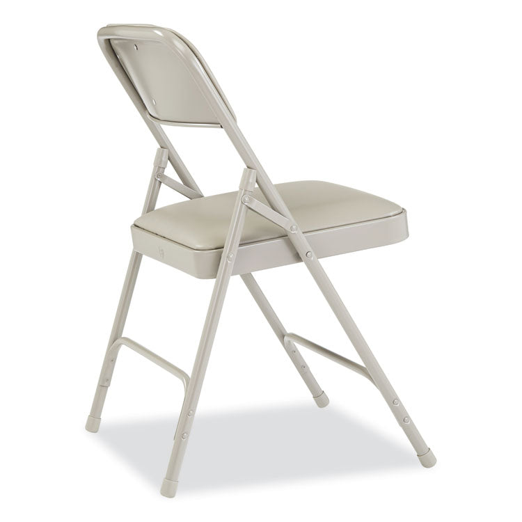 NPS® 1200 Series Premium Vinyl Dual-Hinge Folding Chair, Supports 500lb, 17.75" Seat Height, Warm Gray, 4/CT,Ships in 1-3 Bus Days (NPS1202) Case of 4