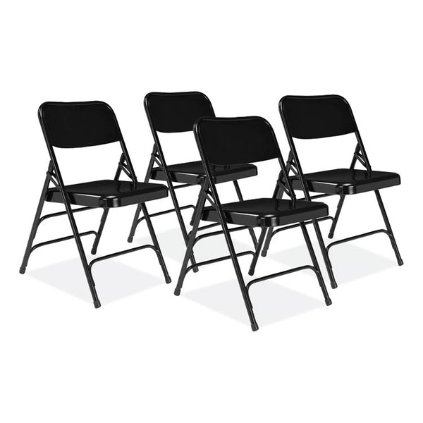 NPS® 300 Series Deluxe All-Steel Triple Brace Folding Chair, Supports 480 lb, 17.25" Seat Ht, Black, 4/CT, Ships in 1-3 Bus Days (NPS310)