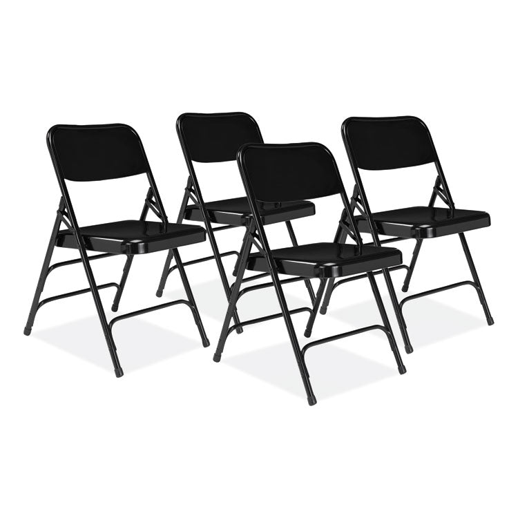 NPS® 300 Series Deluxe All-Steel Triple Brace Folding Chair, Supports 480 lb, 17.25" Seat Ht, Black, 4/CT, Ships in 1-3 Bus Days (NPS310) Case of 4