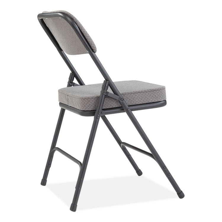 NPS® 3200 Series Fabric Dual-Hinge Folding Chair, Supports 300 lb, Charcoal Seat/Back, Black Base, 2/CT, Ships in 1-3 Bus Days (NPS3212) Case of 2