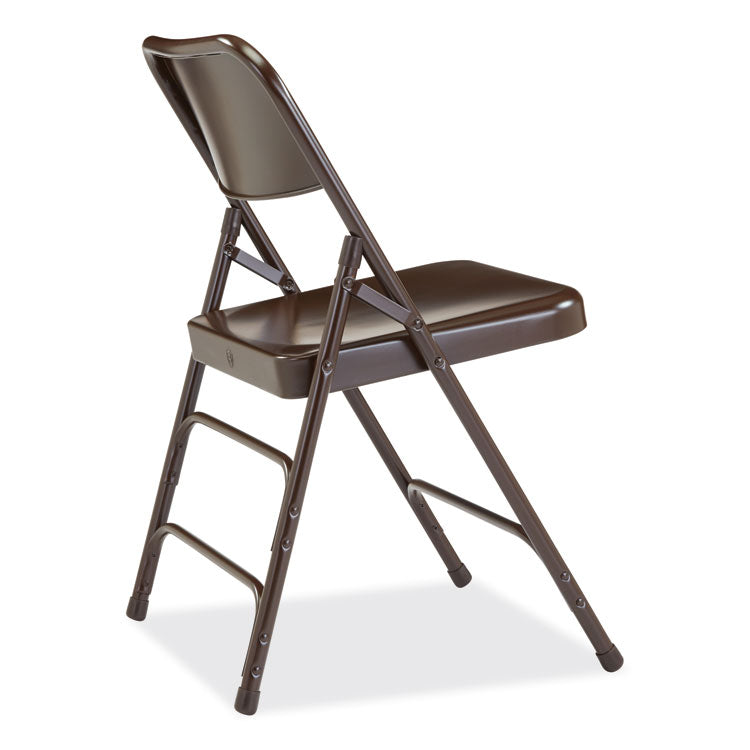 NPS® 300 Series Deluxe All-Steel Triple Brace Folding Chair, Supports 480 lb, 17.25" Seat Ht, Brown, 4/CT, Ships in 1-3 Bus Days (NPS303) Case of 4