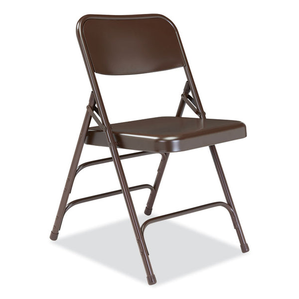 NPS® 300 Series Deluxe All-Steel Triple Brace Folding Chair, Supports 480 lb, 17.25" Seat Ht, Brown, 4/CT, Ships in 1-3 Bus Days (NPS303)