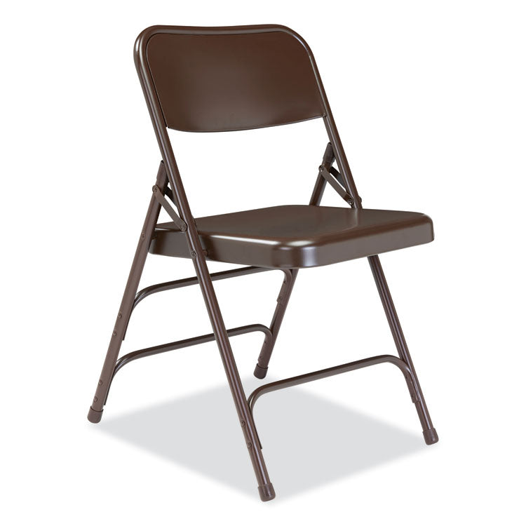 NPS® 300 Series Deluxe All-Steel Triple Brace Folding Chair, Supports 480 lb, 17.25" Seat Ht, Brown, 4/CT, Ships in 1-3 Bus Days (NPS303) Case of 4