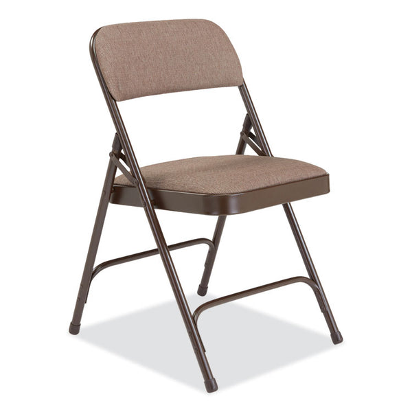 NPS® 2200 Series Fabric Dual-Hinge Premium Folding Chair, Supports 500 lb, Walnut Seat/Back, Brown Base,4/CT,Ships in 1-3 Bus Days (NPS2207)