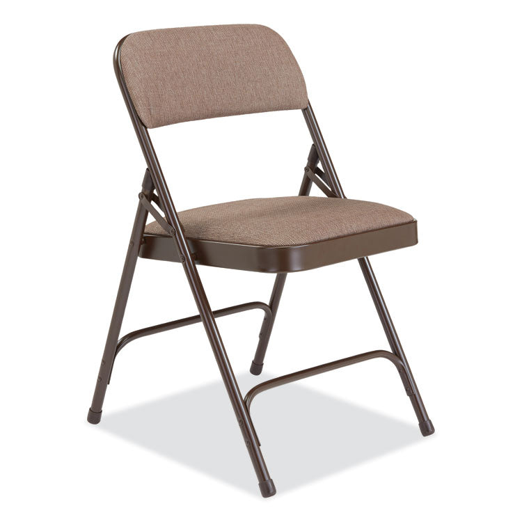 NPS® 2200 Series Fabric Dual-Hinge Premium Folding Chair, Supports 500 lb, Walnut Seat/Back, Brown Base,4/CT,Ships in 1-3 Bus Days (NPS2207) Case of 4