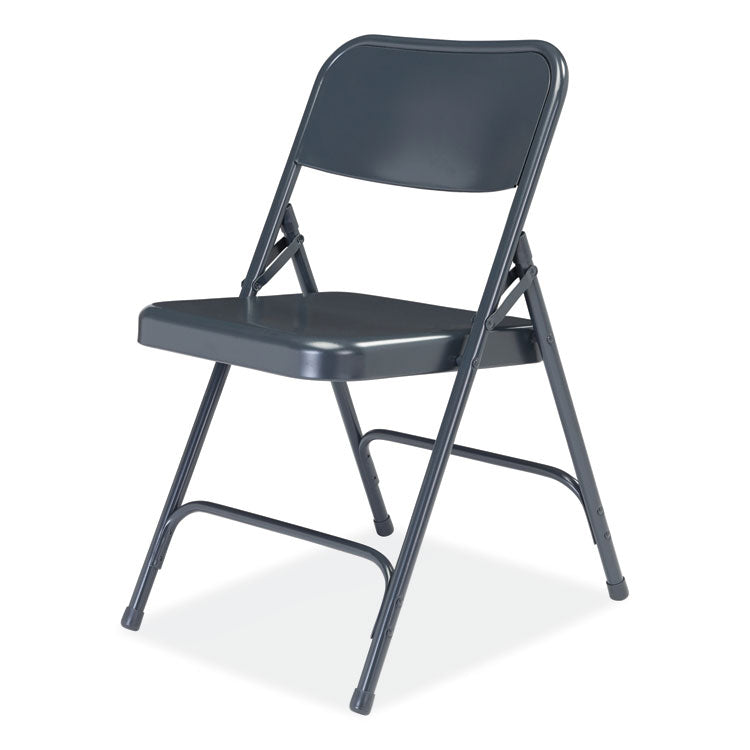 NPS® 200 Series Premium All-Steel Double Hinge Folding Chair, Supports 500 lb, 17.25" Seat Ht, Blue, 4/CT, Ships in 1-3 Bus Days (NPS204) Case of 4