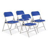 NPS® 800 Series Premium Plastic Folding Chair, Supports 500 lb, 18" Seat Ht, Blue Seat/Back, Gray Base, 4/CT,Ships in 1-3 Bus Days (NPS805) Pack of 4