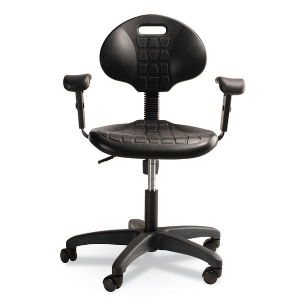 NPS® 6700 Series Polyurethane Adj Height Task Chair w/Arms, Supports 300lb, 16"-21" Seat Ht, Black Seat/Base,Ships in 1-3 Bus Days (NPS6716HBA) Each