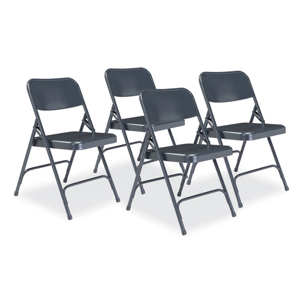 NPS® 200 Series Premium All-Steel Double Hinge Folding Chair, Supports 500 lb, 17.25" Seat Ht, Blue, 4/CT, Ships in 1-3 Bus Days (NPS204)