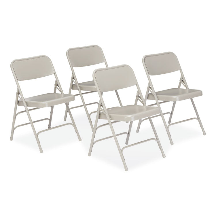 NPS® 300 Series Deluxe All-Steel Triple Brace Folding Chair, Supports 480 lb, 17.25" Seat Height, Gray, 4/CT,Ships in 1-3 Bus Days (NPS302) Case of 4