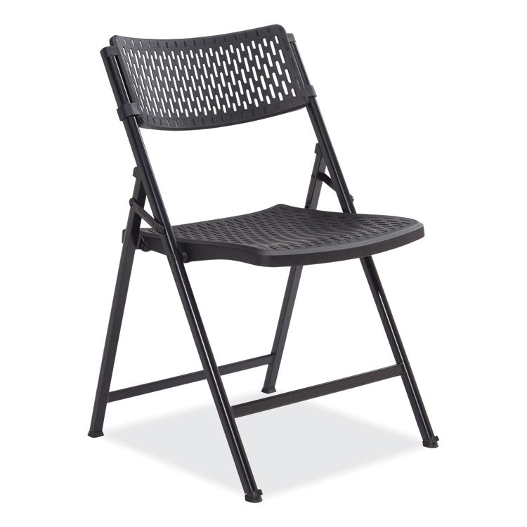 NPS® AirFlex Series Premium Poly Folding Chair, Supports 1000 lb, 17.25" Seat Ht, Black Seat/Back/Base, 4/CT,Ships in 1-3 Bus Days (NPS1410) Case of 4