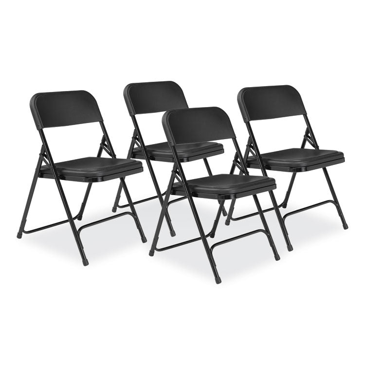 NPS® 800 Series Plastic Folding Chair, Supports 500lb, 18" Seat Height, Black Seat/Back, Black Base, 4/CT, Ships in 1-3 Bus Days (NPS810) Case of 4