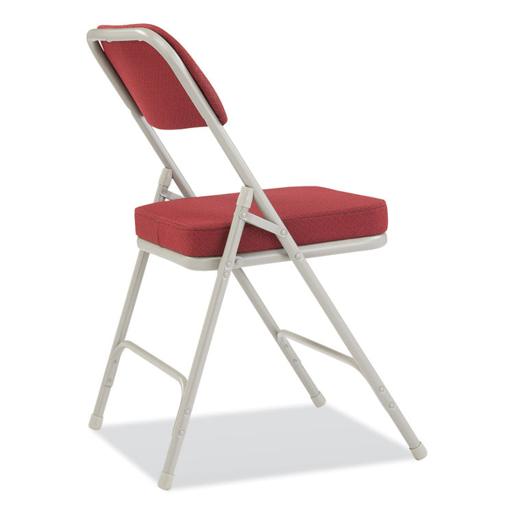 NPS® 3200 Series Premium Fabric Dual-Hinge Folding Chair, Supports 300lb, Burgundy Seat/Back, Gray Base,2/CT,Ships in 1-3 Bus Days (NPS3218) Case of 2