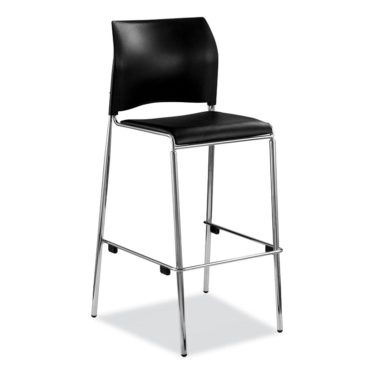 NPS® Cafetorium Bar Height Stool, Padded Seat/Back, Supports 500lb, 31" Seat Ht, Black Seat/Back,Chrome Base,Ships in 1-3 Bus Days (NPS8710B1110) Each