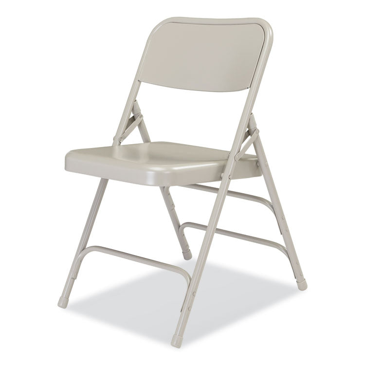 NPS® 300 Series Deluxe All-Steel Triple Brace Folding Chair, Supports 480 lb, 17.25" Seat Height, Gray, 4/CT,Ships in 1-3 Bus Days (NPS302) Case of 4