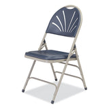 NPS® 1100 Series Deluxe Fan-Back Tri-Brace Folding Chair, Supports 500 lb, Dk Blue Seat/Back, Gray Base,4/CT,Ships in 1-3 Bus Days (NPS1115) Case of 4