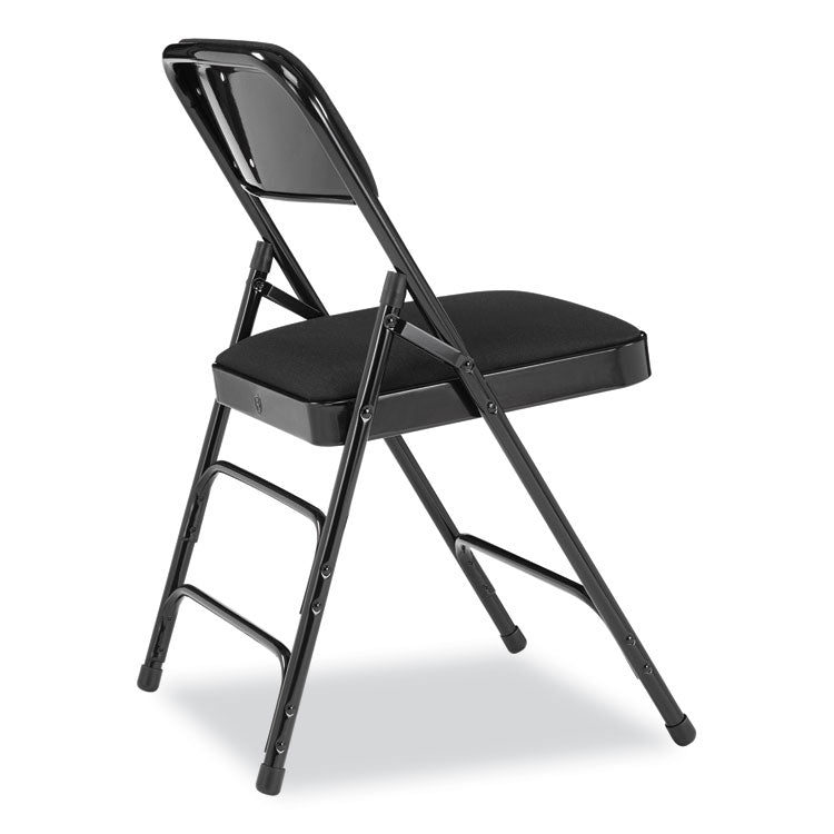 NPS® 2300 Series Fabric Upholstered Triple Brace Premium Folding Chair, Supports 500lb, Midnight Black, 4/CT,Ships in 1-3 Bus Days (NPS2310) Case of 4