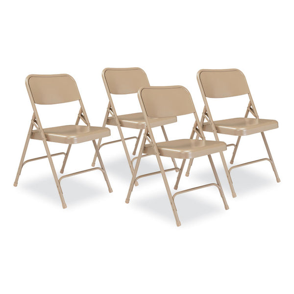 NPS® 200 Series Premium All-Steel Double Hinge Folding Chair, Supports 500 lb, 17.25" Seat Ht, Beige, 4/CT, Ships in 1-3 Bus Days (NPS201)