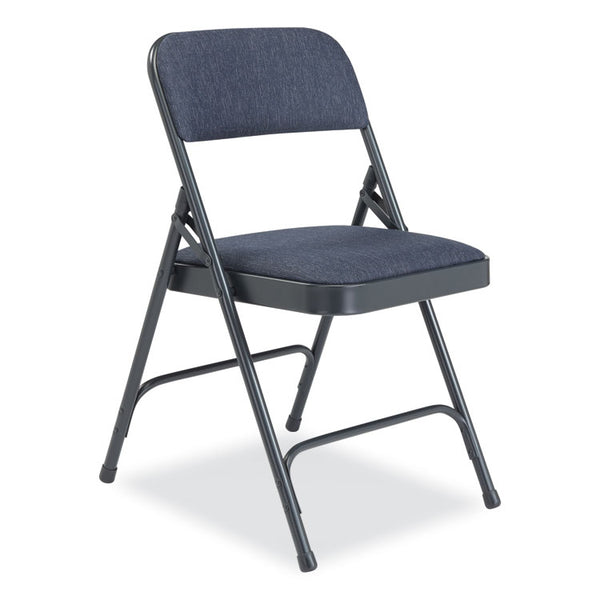 NPS® 2200 Series Fabric Dual-Hinge Folding Chair, Supports 500 lb, Royal Blue Seat/Back, Char-Blue Base,4/CT,Ships in 1-3 Bus Days (NPS2204)