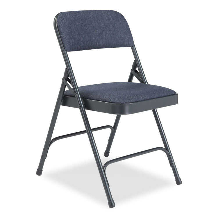 NPS® 2200 Series Fabric Dual-Hinge Folding Chair, Supports 500 lb, Royal Blue Seat/Back, Char-Blue Base,4/CT,Ships in 1-3 Bus Days (NPS2204) Case of 4