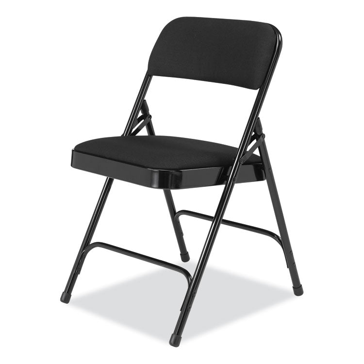 NPS® 2200 Series Fabric Dual-Hinge Folding Chair, Supports 500 lb, Midnight Black Seat/Back, Black Base,4/CT,Ships in 1-3 Bus Days (NPS2210) Case of 4