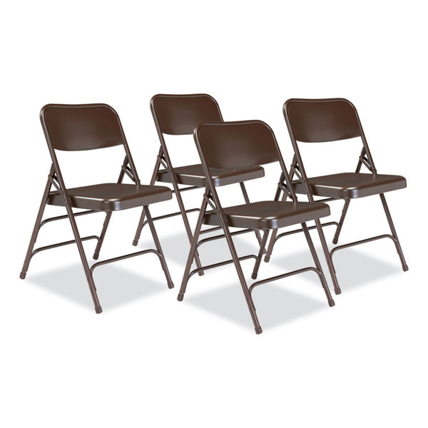NPS® 300 Series Deluxe All-Steel Triple Brace Folding Chair, Supports 480 lb, 17.25" Seat Ht, Brown, 4/CT, Ships in 1-3 Bus Days (NPS303)