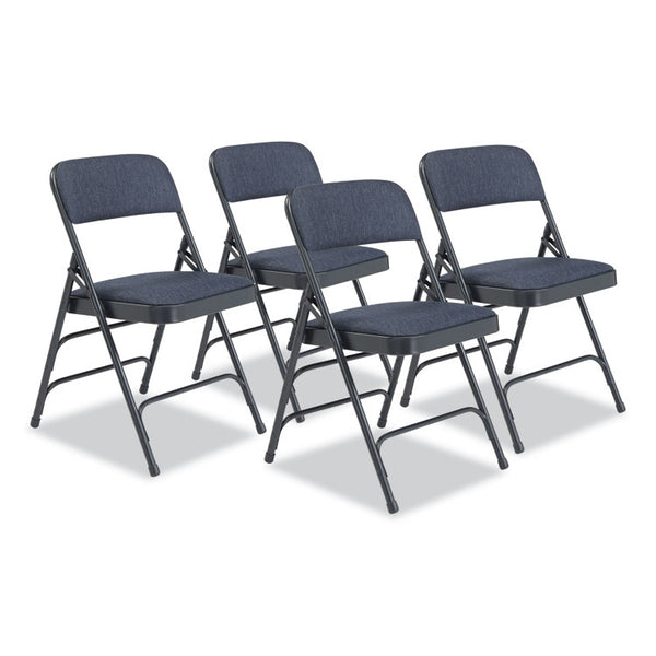 NPS® 2300 Series Deluxe Fabric Upholstered Triple Brace Folding Chair, Supports 500 lb, Imperial Blue, 4/CT, Ships in 1-3 Bus Days (NPS2304)