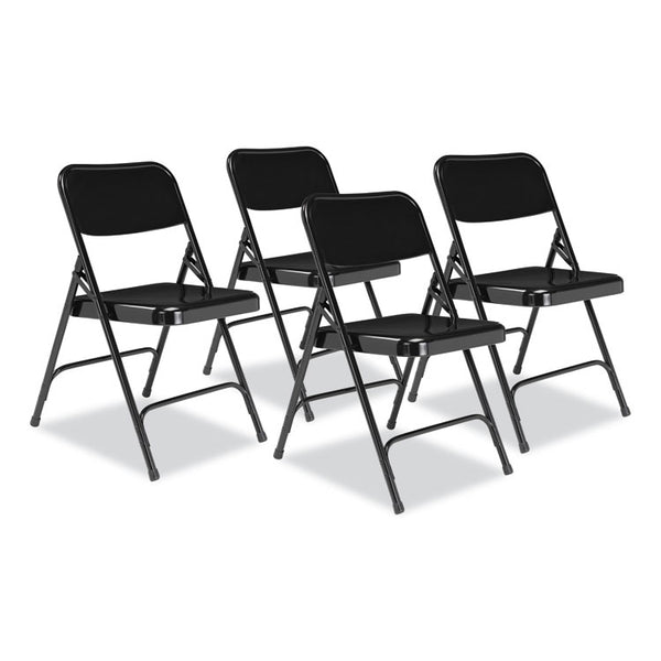 NPS® 200 Series Premium All-Steel Double Hinge Folding Chair, Supports 500 lb, 17.25" Seat Ht, Black, 4/CT, Ships in 1-3 Bus Days (NPS210)