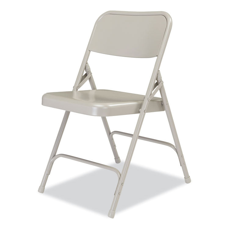 NPS® 200 Series Premium All-Steel Double Hinge Folding Chair, Supports 500 lb, 17.25" Seat Ht, Gray, 4/CT, Ships in 1-3 Bus Days (NPS202) Case of 4