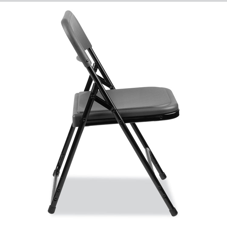 NPS® 800 Series Plastic Folding Chair, Supports 500 lb, 18" Seat Ht, Charcoal Seat/Back, Black Base, 4/CT, Ships in 1-3 Bus Days (NPS820) Case of 4