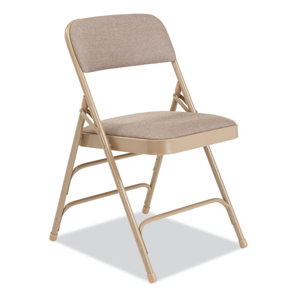 NPS® 2300 Series Fabric Triple Brace Double Hinge Premium Folding Chair, Supports 500 lb, Cafe Beige, 4/CT, Ships in 1-3 Bus Days (NPS2301)