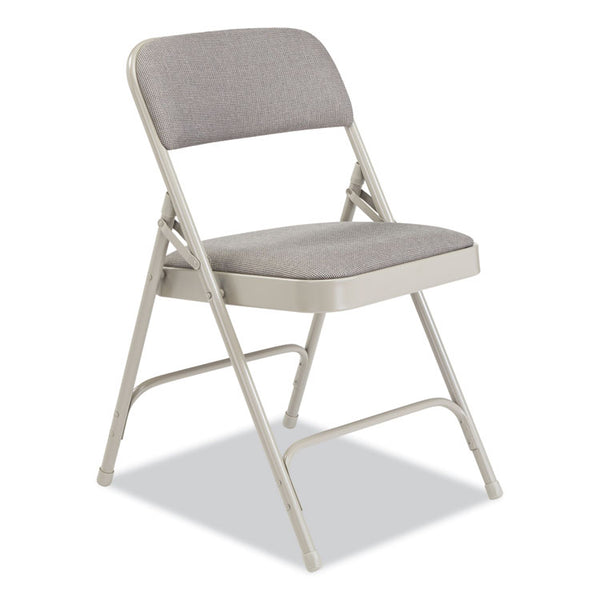NPS® 2200 Series Fabric Dual-Hinge Premium Folding Chair, Supports 500lb,Greystone Seat/Back,Gray Base,4/CT, Ships in 1-3 Bus Days (NPS2202)
