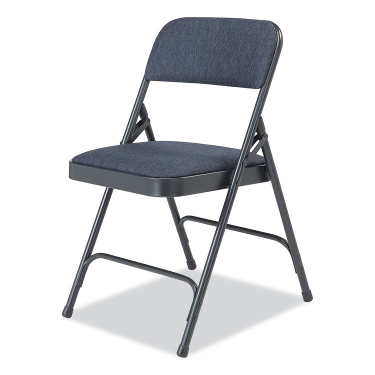 NPS® 2200 Series Fabric Dual-Hinge Folding Chair, Supports 500 lb, Royal Blue Seat/Back, Char-Blue Base,4/CT,Ships in 1-3 Bus Days (NPS2204) Case of 4