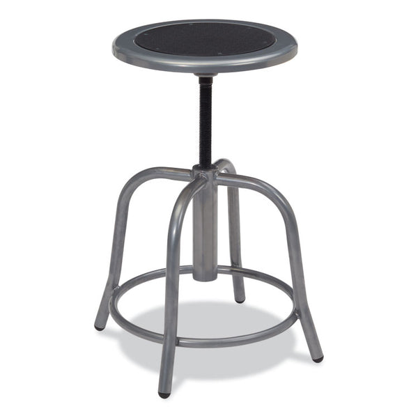 NPS® 6800 Series Height Adj Metal Seat Swivel Stool, Supports 300 lb, 18"-24" Seat Ht, Black Seat, Gray Base,Ships in 1-3 Bus Days (NPS681002) Each