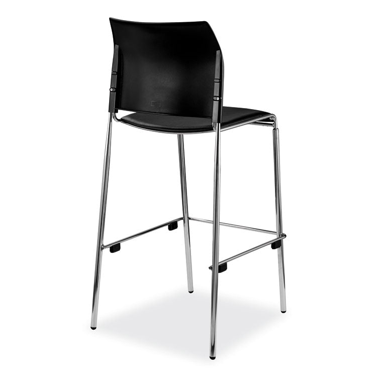 NPS® Cafetorium Bar Height Stool, Padded Seat/Back, Supports 500lb, 31" Seat Ht, Black Seat/Back,Chrome Base,Ships in 1-3 Bus Days (NPS8710B1110) Each