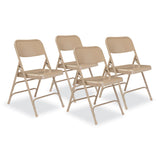 NPS® 300 Series Deluxe All-Steel Triple Brace Folding Chair, Supports 480 lb, 17.25" Seat Ht, Beige, 4/CT, Ships in 1-3 Bus Days (NPS301) Case of 4