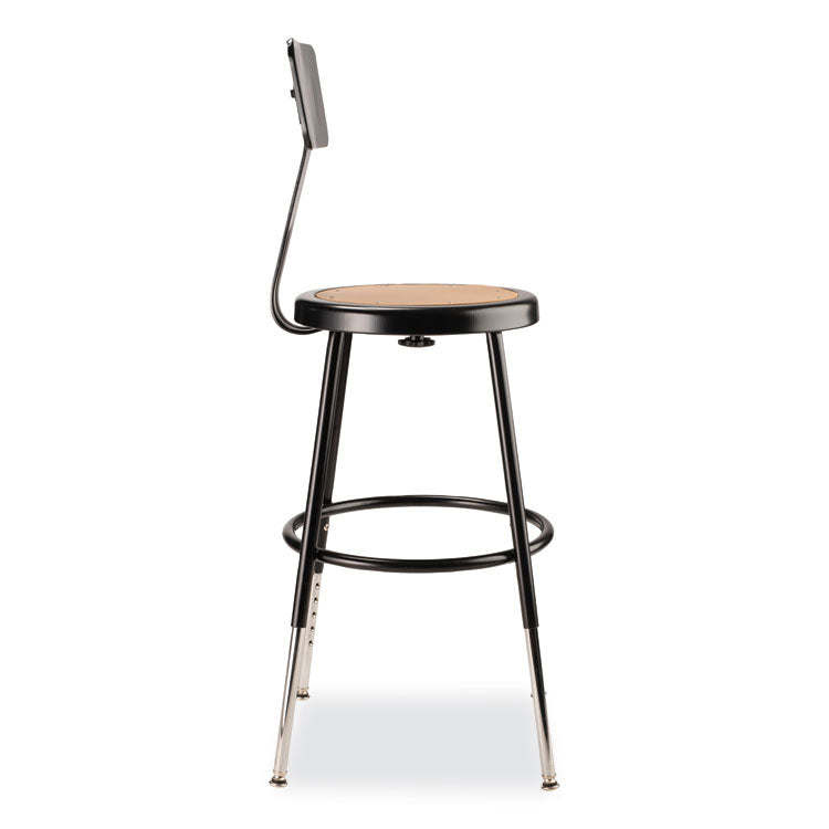 NPS® 6200 Series 19"-27" Height Adj Heavy-Duty Stool w/Backrest, Supports 500 lb, Masonite Seat/Black Base, Ships in 1-3 Bus Days (NPS6218HB10) Each