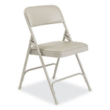 NPS® 1200 Series Premium Vinyl Dual-Hinge Folding Chair, Supports 500lb, 17.75" Seat Height, Warm Gray, 4/CT,Ships in 1-3 Bus Days (NPS1202) Case of 4